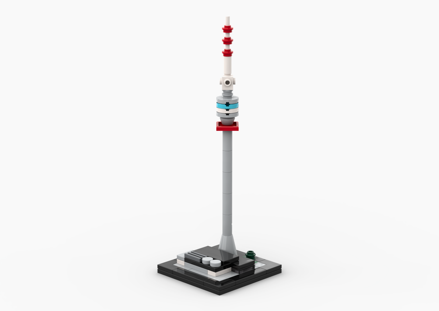 Model of a tower with a cylindrical design on a white background.