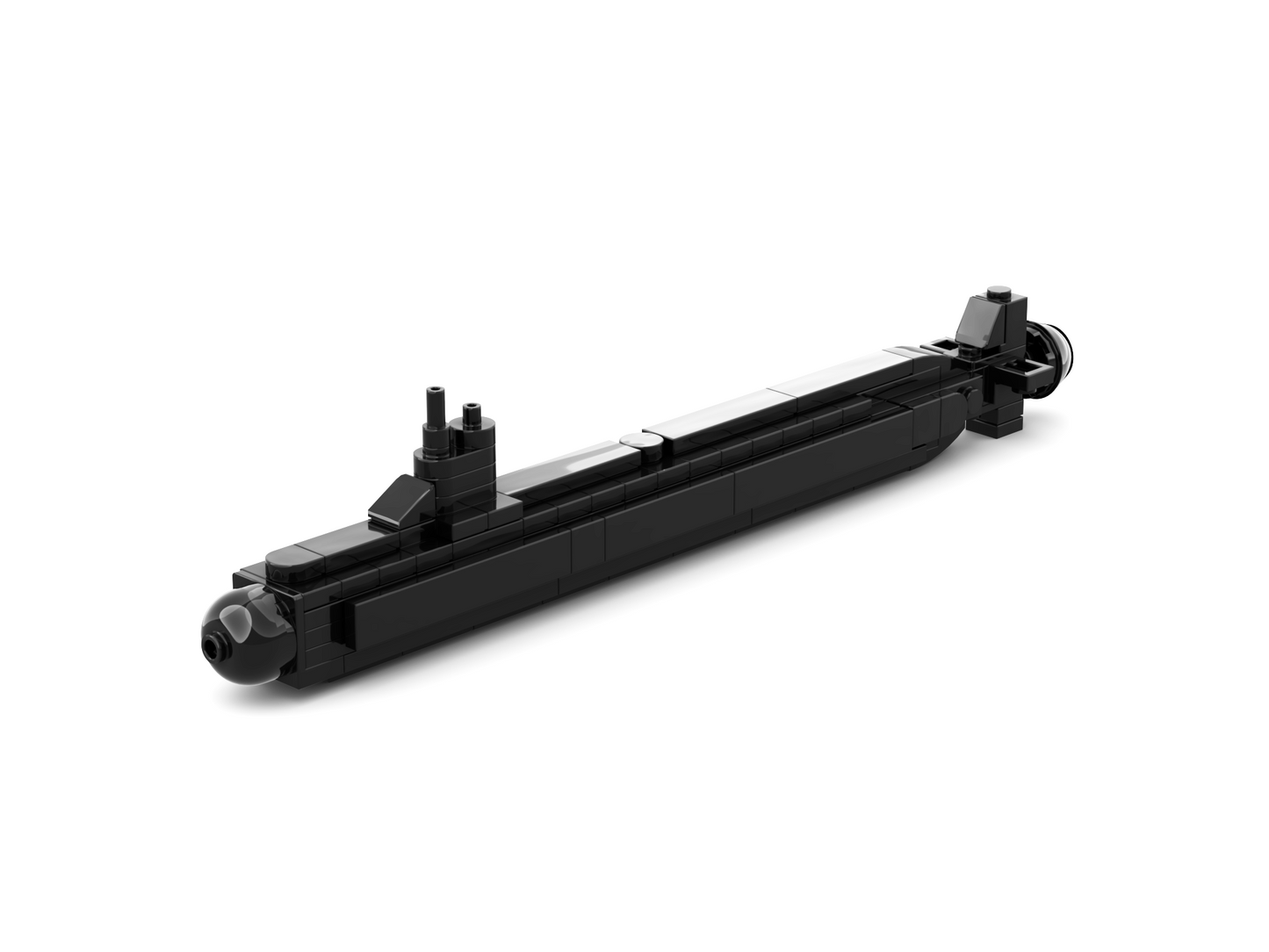 Toy brick submarine model.