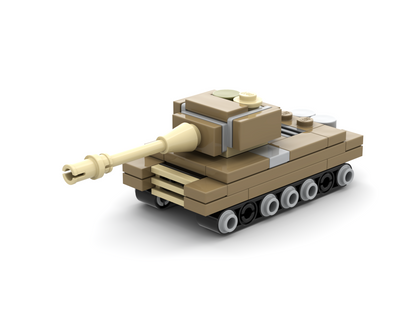 3D rendered image of a LEGO Tiger I tank model.