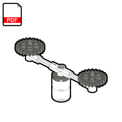 Mechanical diagram of gears and a cylindrical component on a white background with a PDF icon.