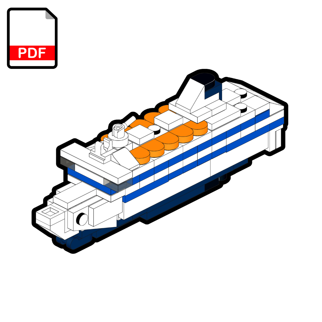 Diagram of a boat model with colored sections on a white background, featuring a PDF icon.