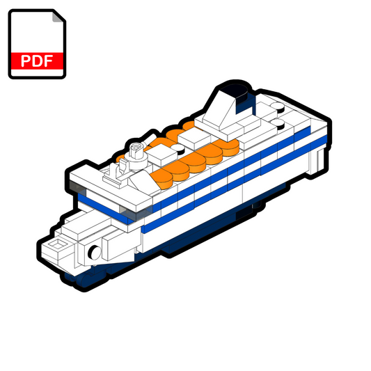 Diagram of a boat model with colored sections on a white background, featuring a PDF icon.