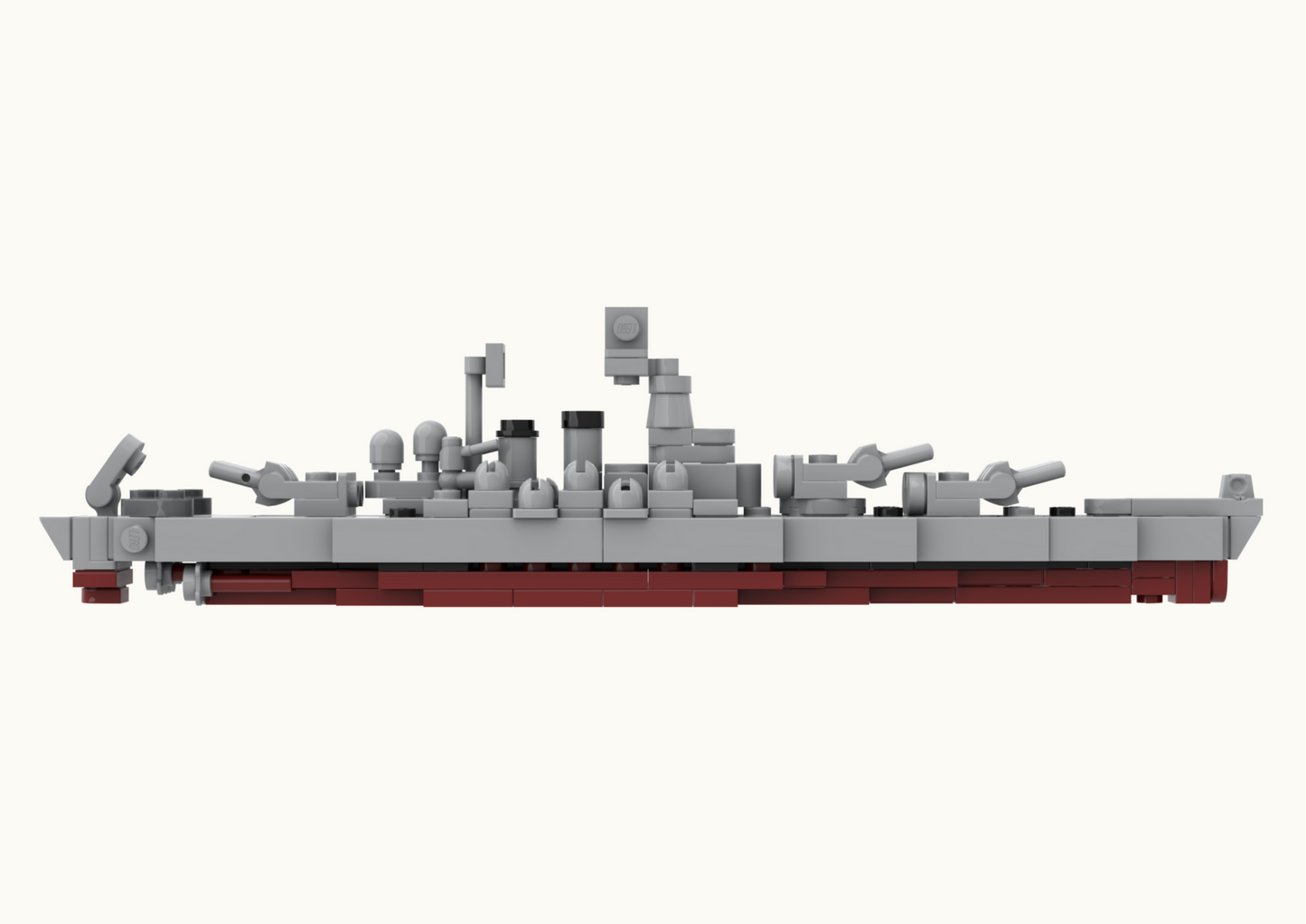 LEGO USS North Carlina Battleship MOC side view.