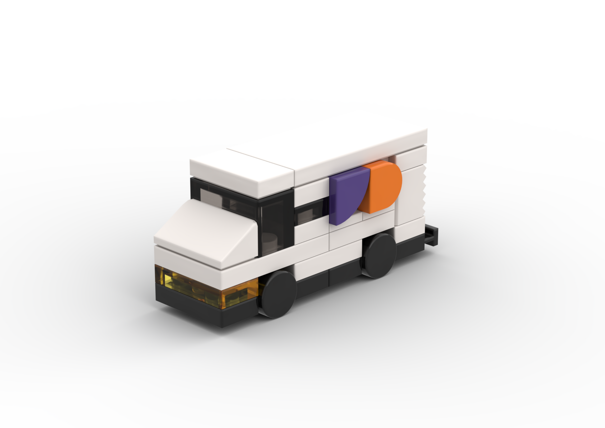 Miniature LEGO Fedex inspired van model.