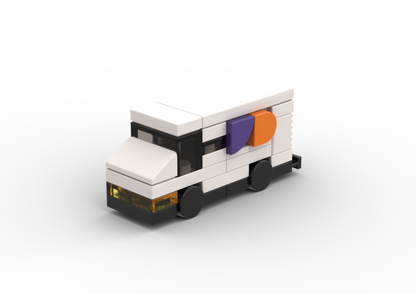 Miniature LEGO Fedex inspired van model.