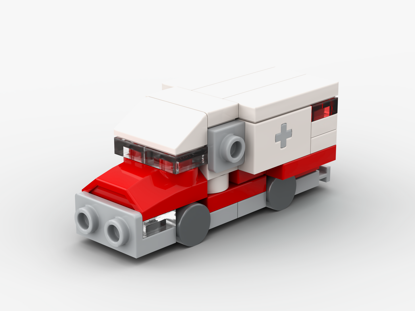 LEGO model of an ambulance on a white background