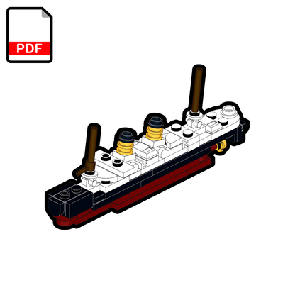 Diagram of a ship with black, white, and red colors on a white background