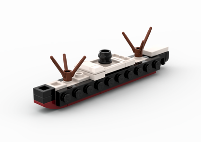 LEGO model of a ship on a white background
