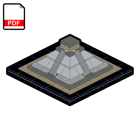A PDF icon indicating the file type of the building instructions for a LEGO Temple of Kukulcan model.