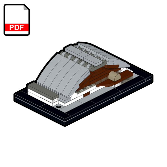 LEGO model of the micro-scaled Harmincova Winter Stadium.