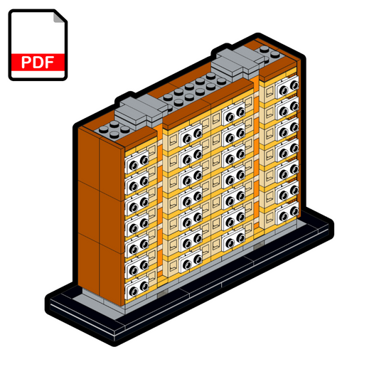 LEGO-like structure with a PDF icon on a white background.