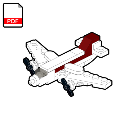 Diagram of a lego airplane with a red block on a white background