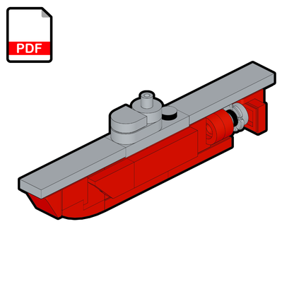 Technical drawing of a mechanical component with red and gray colors on a white background.