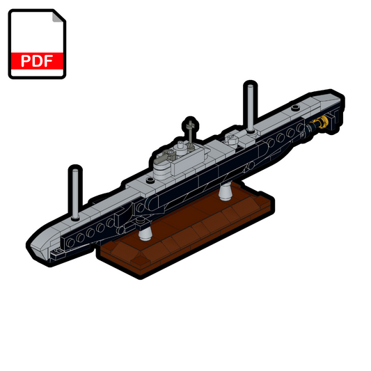 Model of a steamboat on a white background with a PDF icon.