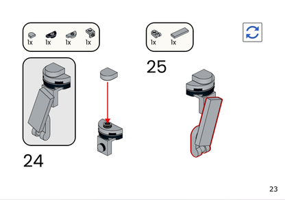 LEGO piece diagram with connectors and a block on a white background
