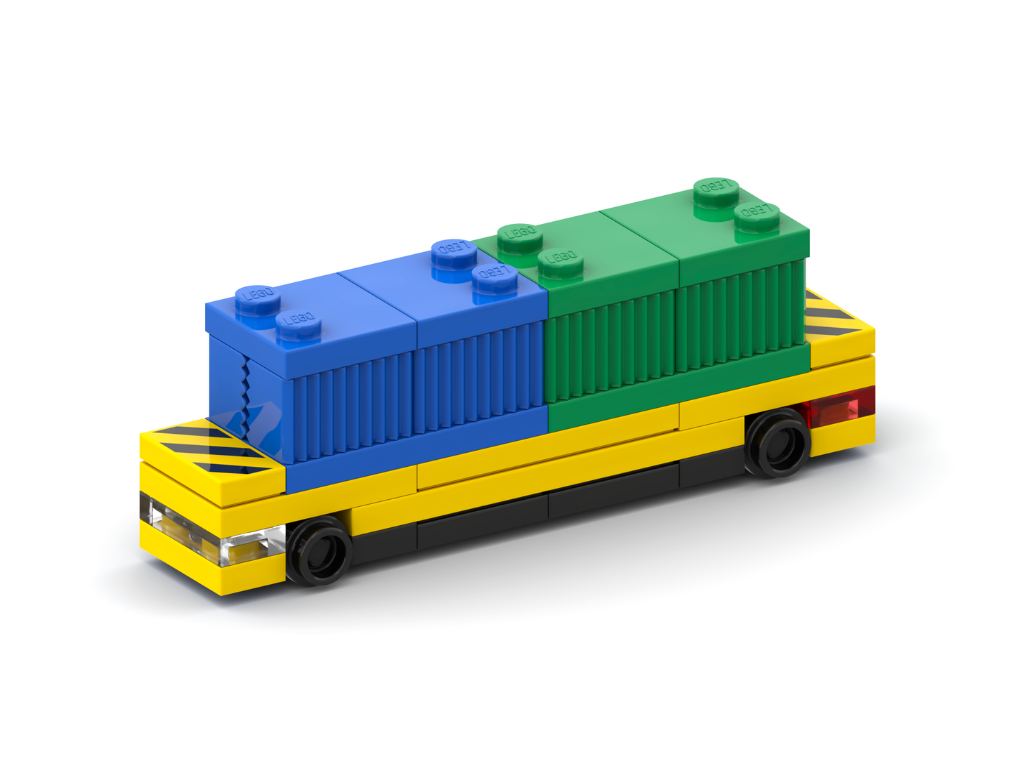 3D rendered image of a micro-scaled LEGO AGV model.