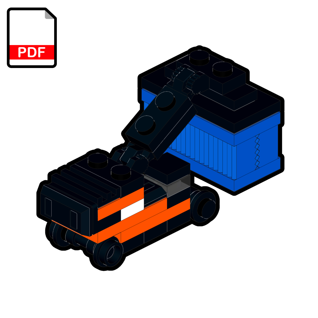 Illustration of a micro-scaled LEGO container handler model.