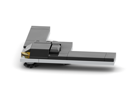 Model airplane made of building blocks on a white background