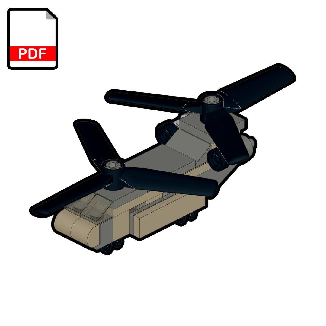 3D model of a helicopter with PDF icon on white background