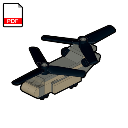 3D model of a helicopter with PDF icon on white background