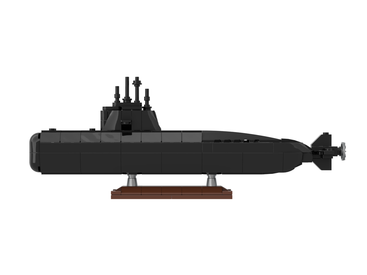 Model of a submarine on a white background