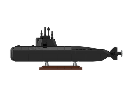 Model of a submarine on a white background