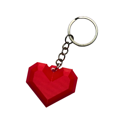 Porte-clés cœur low poly - Imprimé en 3D PLA | Cadeau de Saint-Valentin | Fabriqué sur commande
