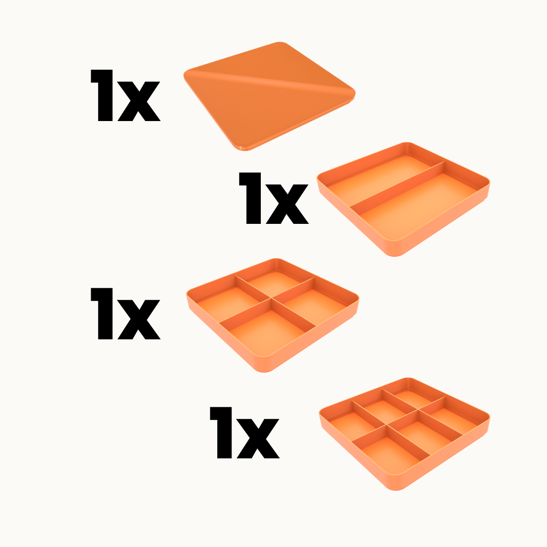 COMBO PACK – 3× Full-Size 3D Printed Sorting Trays (2/4/6 Compartments) with Lid