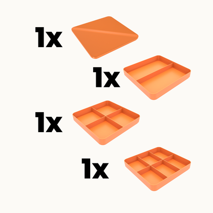 COMBO PACK – 3× Full-Size 3D Printed Sorting Trays (2/4/6 Compartments) with Lid
