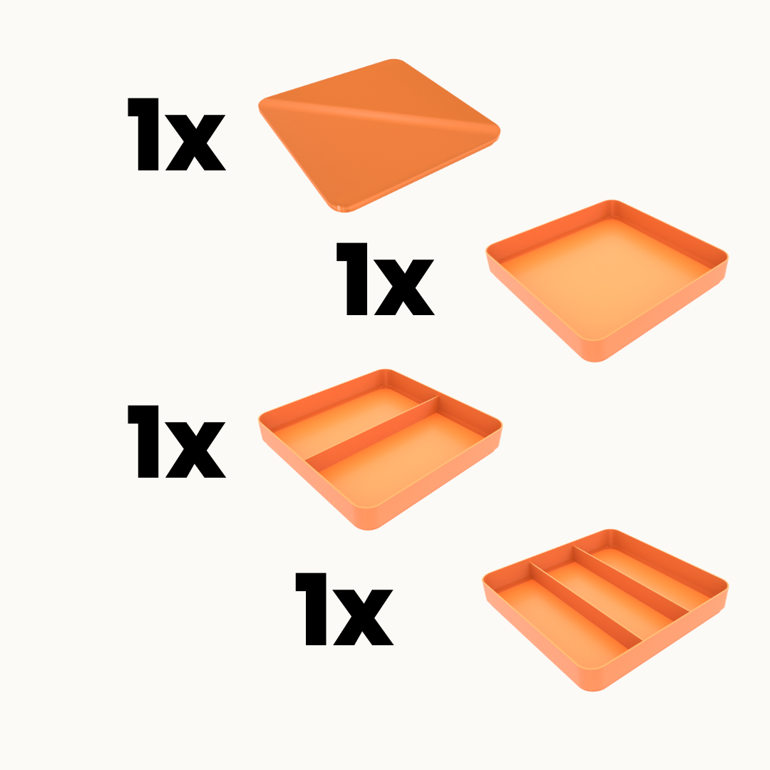 COMBO PACK – 3× Full-Size 3D Printed Sorting Trays (1/2/3 Compartments) with Lid