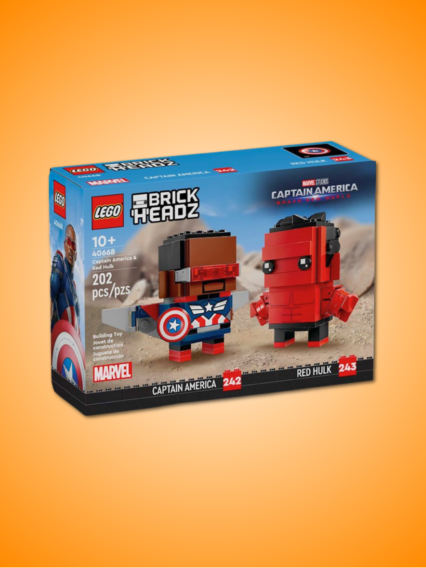 LEGO® Brickheadz 40668 Marvel Captain America et Hulk Rouge