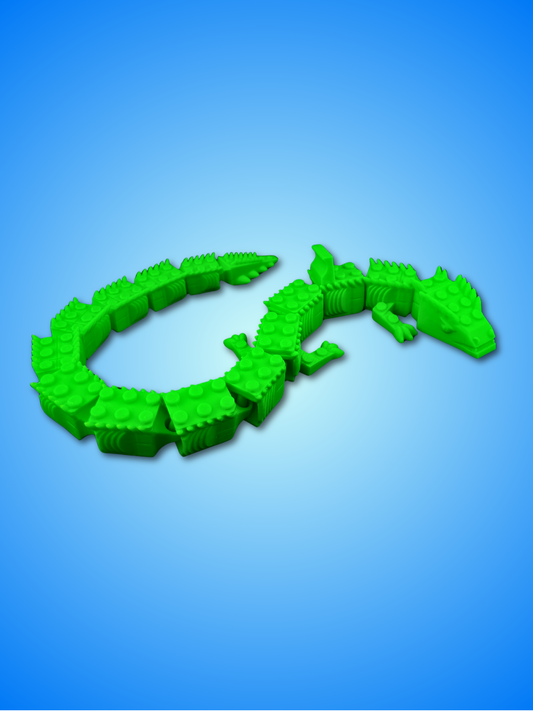 Flexible Brick Dragon - LEGO Minifigure Compatible | 5-Seat Articulated Dragon | 3D Printed PLA