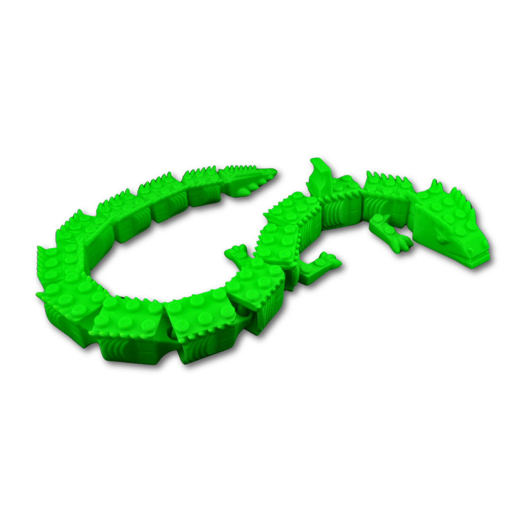 Flexible Brick Dragon - LEGO Minifigure Compatible | 5-Seat Articulated Dragon | 3D Printed PLA