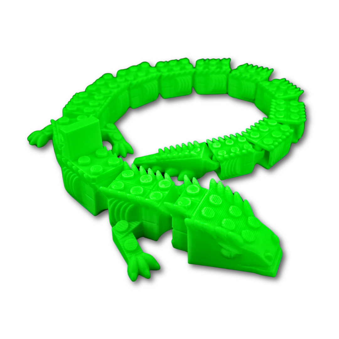 Flexible Brick Dragon - LEGO Minifigure Compatible | 5-Seat Articulated Dragon | 3D Printed PLA