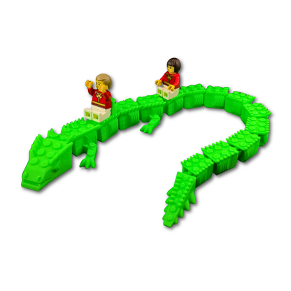 Flexible Brick Dragon - LEGO Minifigure Compatible | 5-Seat Articulated Dragon | 3D Printed PLA