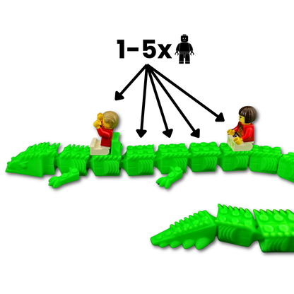 Flexible Brick Dragon - LEGO Minifigure Compatible | 5-Seat Articulated Dragon | 3D Printed PLA