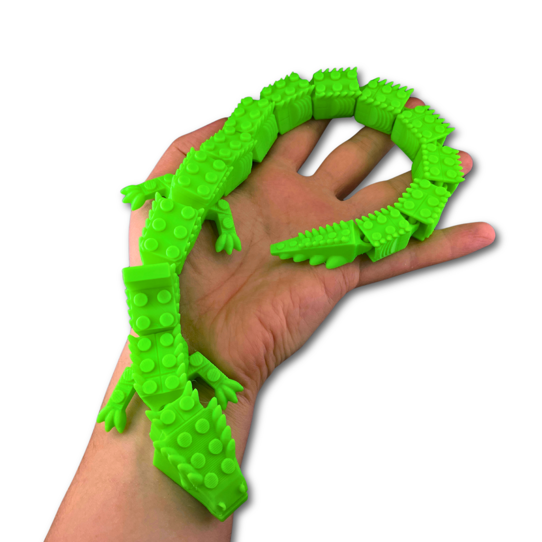 Flexible Brick Dragon - LEGO Minifigure Compatible | 5-Seat Articulated Dragon | 3D Printed PLA