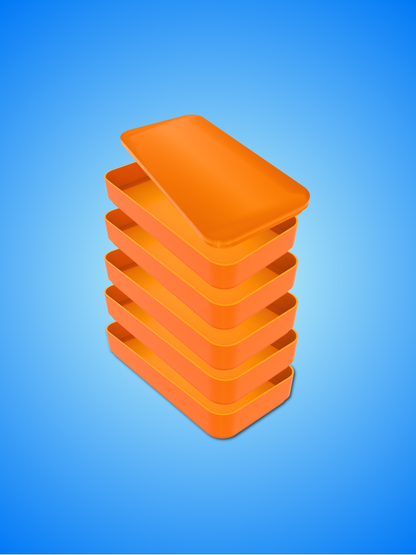 3D Printed Half-Size LEGO Sorting Tray 5-Pack with Lid | Compact Modular Storage