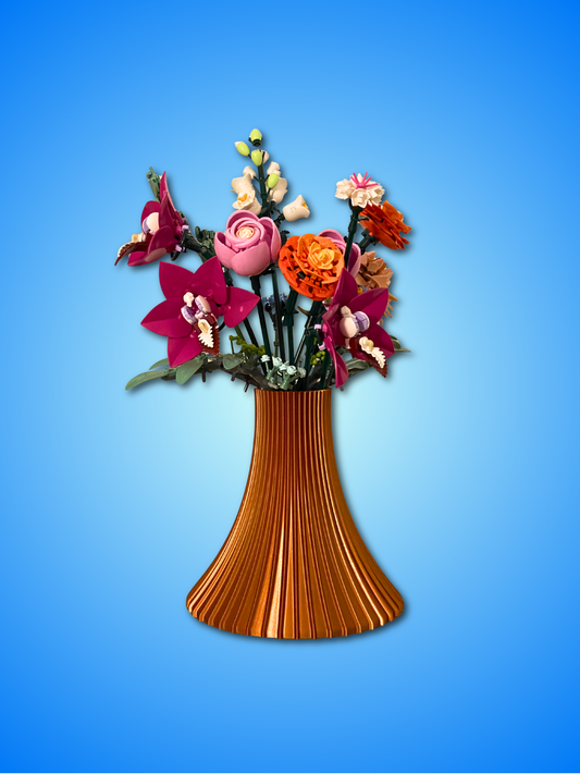 FUJI Ridged Display Vase for LEGO Botanical Flowers - 3D Printed PLA | Tall Statement Vase