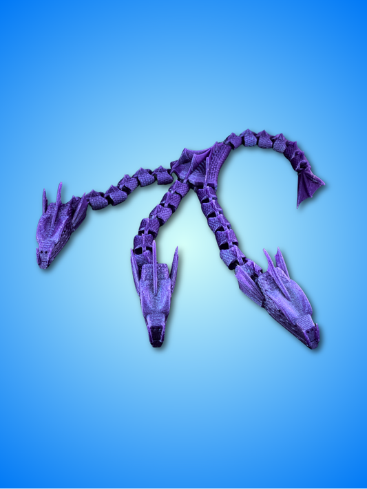 Three-Headed Hydra Flexible Dragon - 3D Printed PLA | Greek Mythology Inspired | Silk PLA