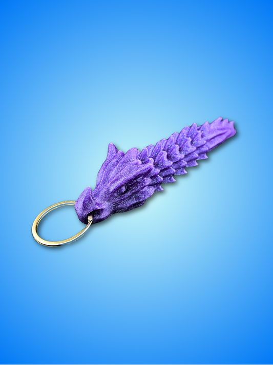 Bone Dragon Flexible Keychain - 3D Printed PLA | 7-16cm, Includes Metal Keyring