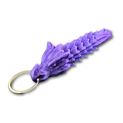 Bone Dragon Flexible Keychain - 3D Printed PLA | 7-16cm, Includes Metal Keyring