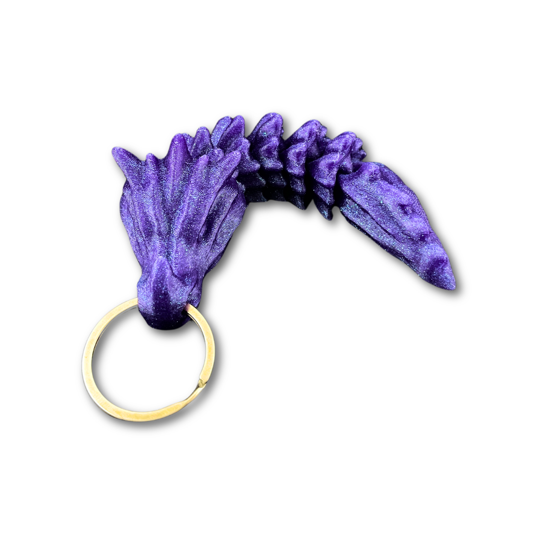 Bone Dragon Flexible Keychain - 3D Printed PLA | 7-16cm, Includes Metal Keyring