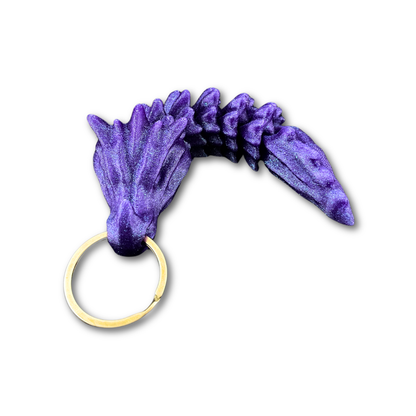 Bone Dragon Flexible Keychain - 3D Printed PLA | 7-16cm, Includes Metal Keyring
