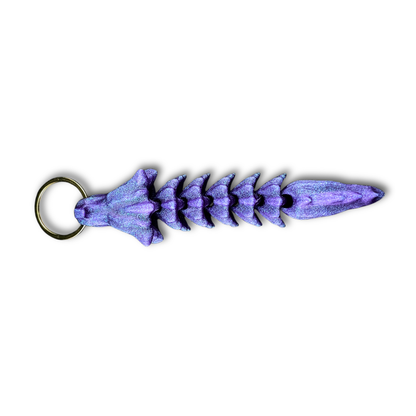 Bone Dragon Flexible Keychain - 3D Printed PLA | 7-16cm, Includes Metal Keyring
