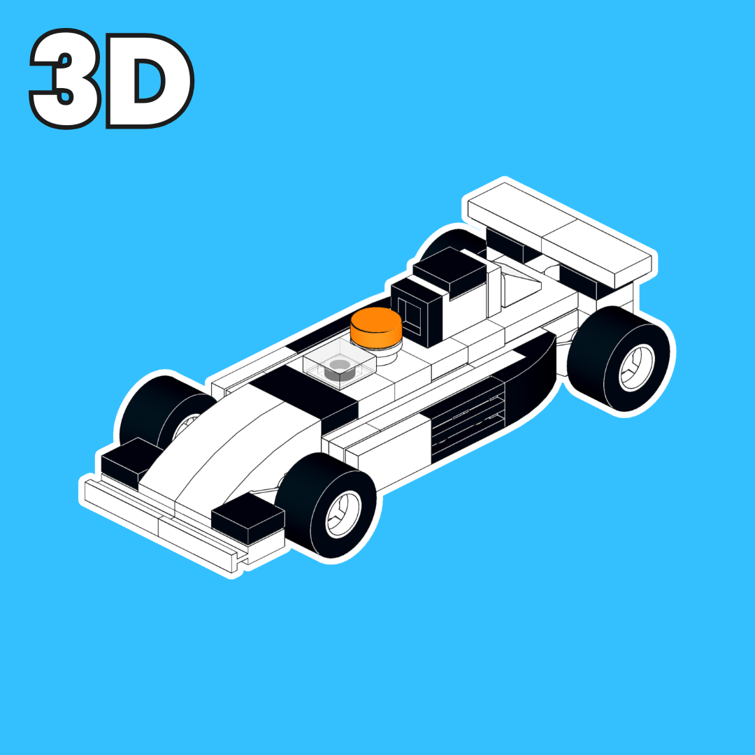 3D Model of the LEGO Race Car MOC.