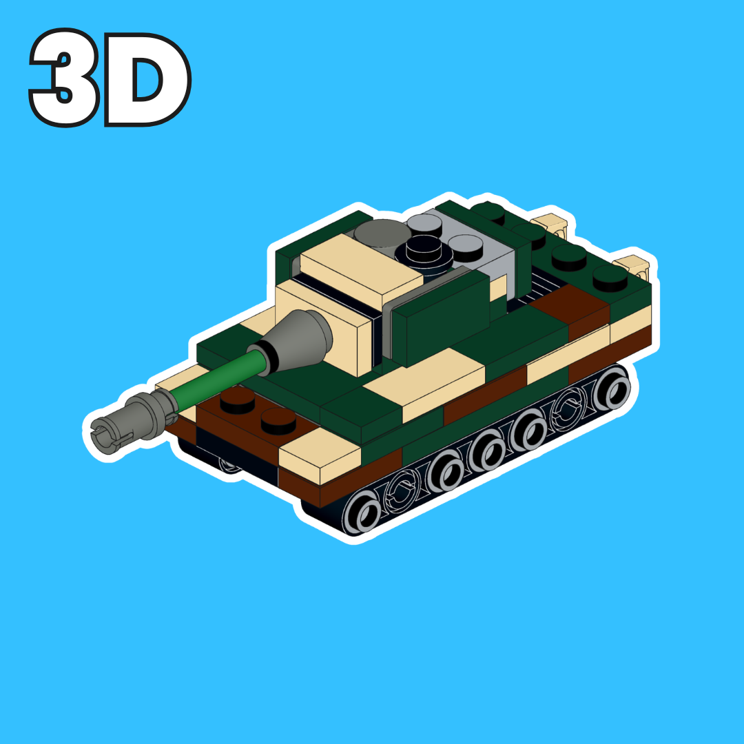 3D model of the LEGO Tiger II Tank MOC.